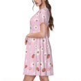 thumbnail image 2 of Easygdp Hand Drawn Strawberry para Vestido Transpirable de Mujer, Vestido Suelto de Manga Corta con Pliegues y Bolsillos para el Verano, 2 of 6