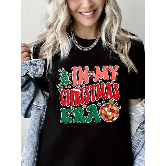 Christmas Shirts for Women: In My Christmas Era T Shirt Short Sleeve Christmas Tree Shirt Christmas Vacation Tee