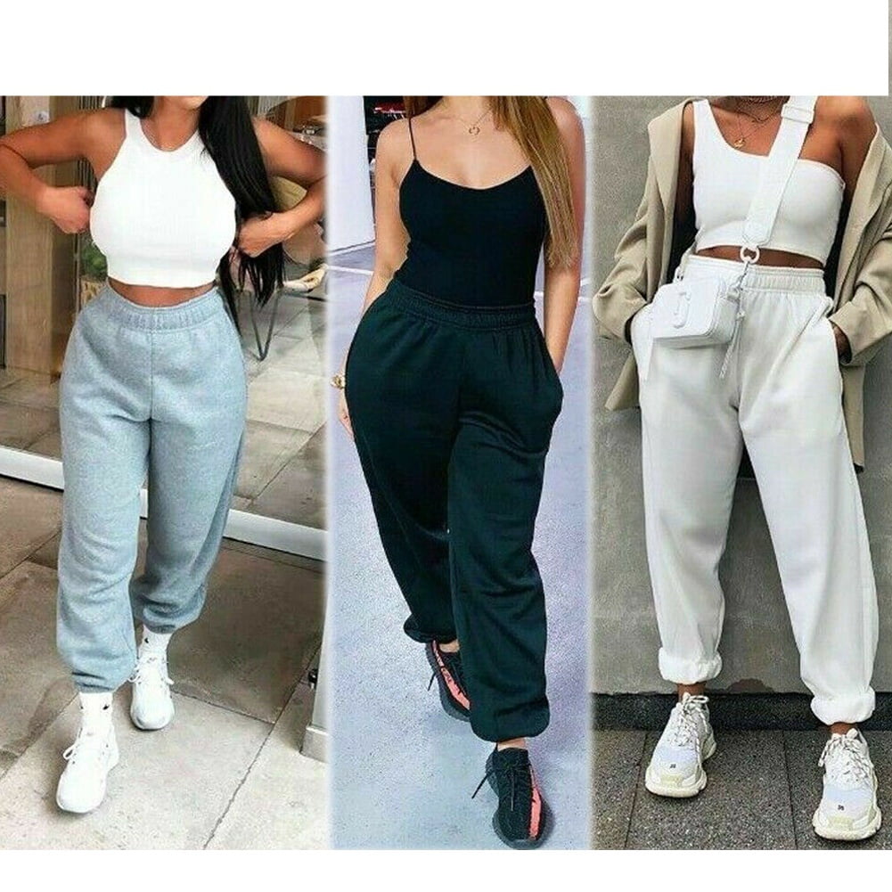 white sweatpants joggers womens