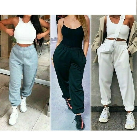 Women Casual Fashion Hip Hop Dance Sport Running Jogging Harem Pants  Sweatpants Jogger Baggy Trousers Black/Gray/White