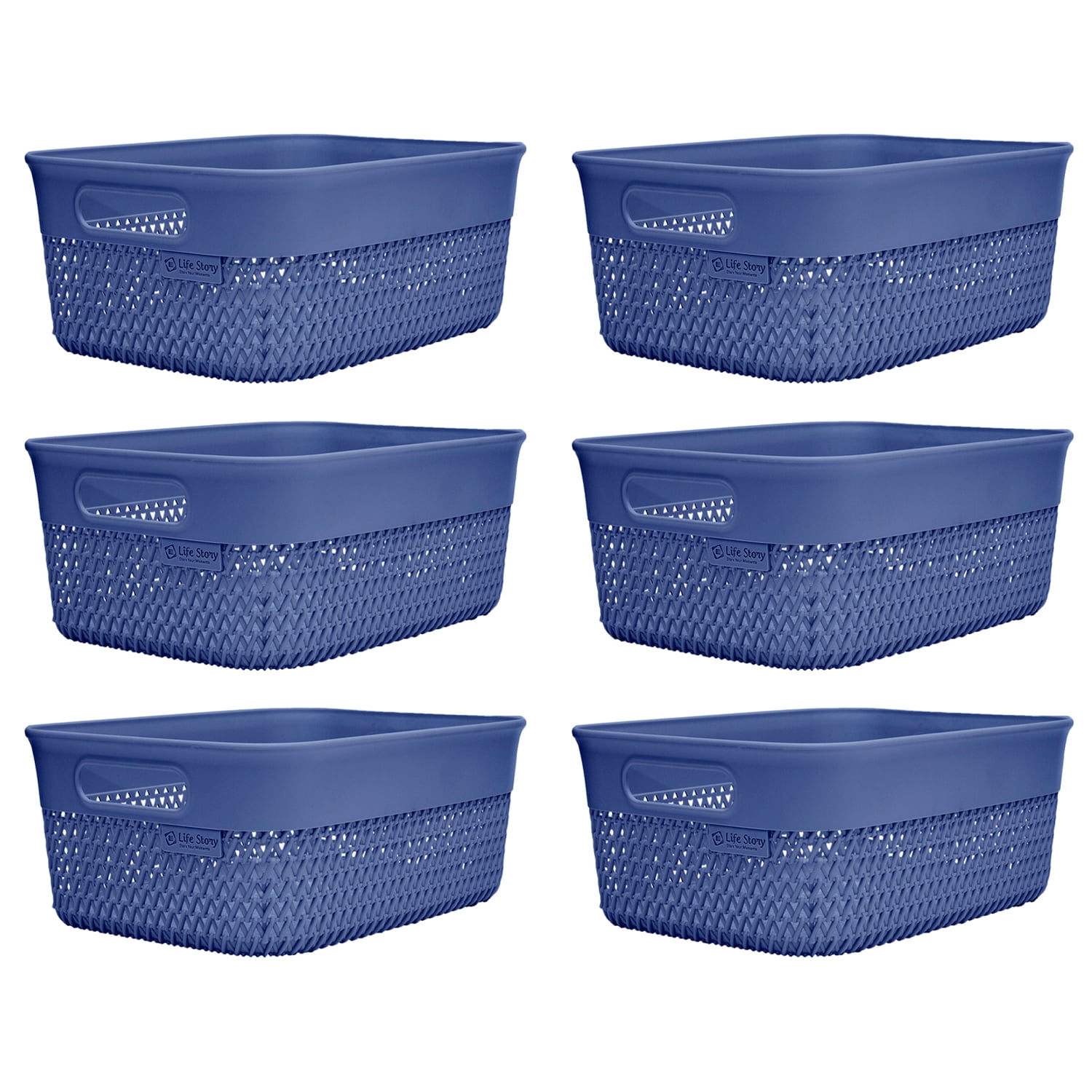 Life Story Lightweight Storage Woven Trendy Basket 10 Quarts, Blue (6 ...