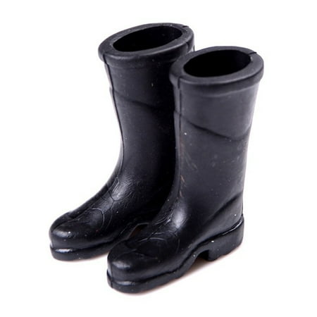 

Temacd 1/12 Dollhouse Mini Cute Rain Boots Shoes Model Toy Micro Landscape Decoration Black