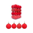 thumbnail image 2 of Christmas Tree Ornaments Set 24 Piece Flocked Velvet Holiday Hanging Ball Decorations Red 2.36 Inch, 2 of 9