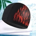 thumbnail image 6 of Vjnyvs Men's Swimming Caps High Elastic Non-Slip Breathable Nylon Swim Cap Fashion Printing Ear Protection Cap Bathing Cap for Adult, 6 of 7