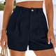 thumbnail image 2 of Pantalones Cortos de Ajuste Suelto para Mujeres Moda Casual Alta Cintura de Lino Mezcla Pantalones Cortos con Bolsillos, Poliéster Suave Recto Sólido Fondo de Verano para Diario, 2 of 6