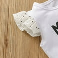 thumbnail image 5 of 2Pcs Toddler Baby Girls Summer Casual Outfit Sets Letter Print Flare Sleeve T-shirt Tops+Ruffle Shorts, 5 of 7