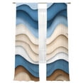 thumbnail image 7 of Blue Beige Ombre Sheer Curtains 108 Inch Length 2 Panels Set, Modern Moire Abstract Geometric Voile Window Treatment Semi Sheer Long Curtains Drapes for Bedroom/Living Room/Kitchen 52"x108"x2, 7 of 7