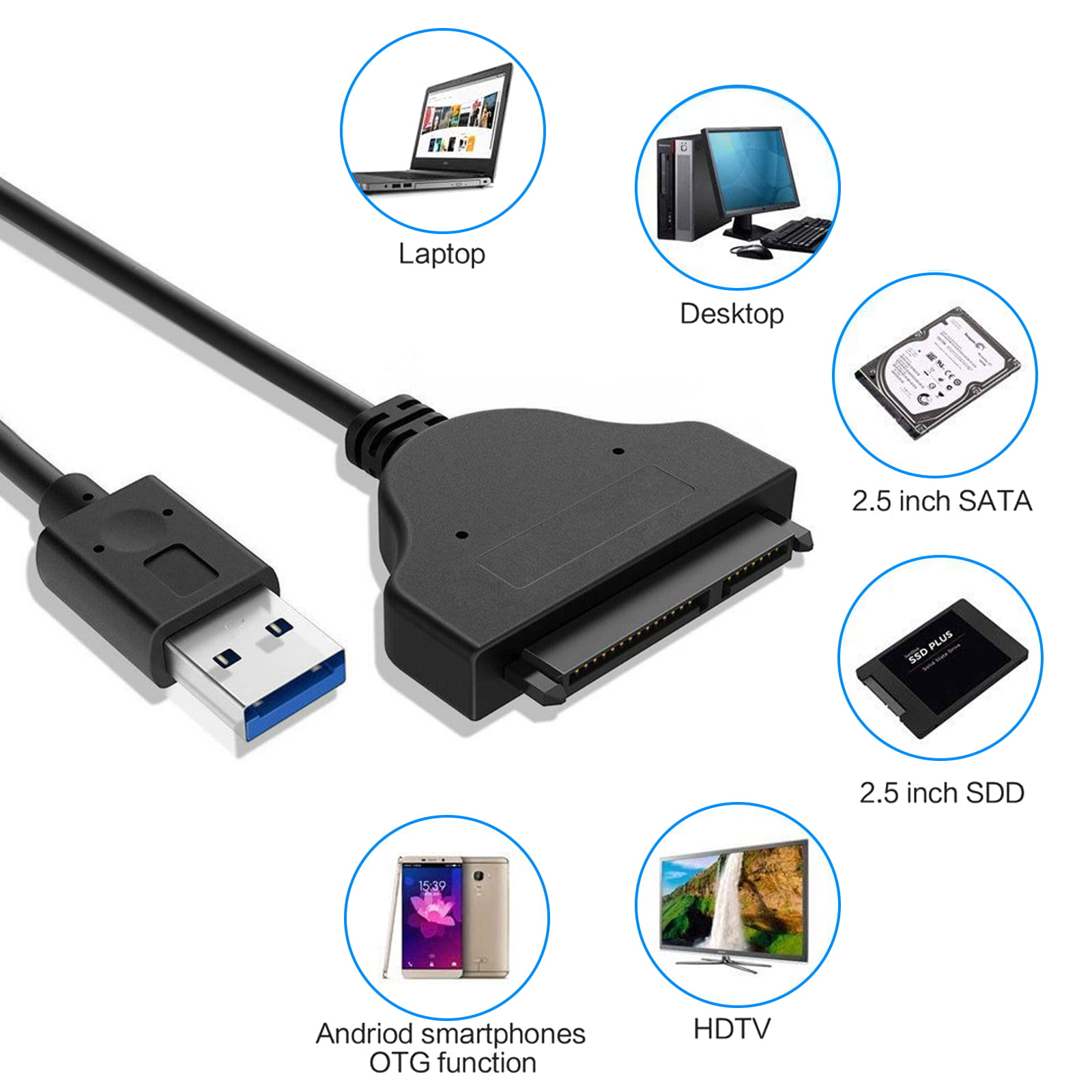 SATA USB Cable, TSV USB 3.0 to 2.5'' SATA III Hard Drive Adapter External Converter Compatible for SSD/HDD Data Transfer Walmart.com