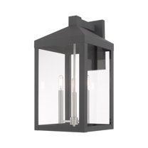 20584-76 Livex Lighting Nyack - Three Light Outdoor Wall Lantern - 8.25 Inches wide by 17.5 Inches high-Scandinavian Gray Finish
