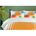 thumbnail image 4 of Ambesonne Orange Duvet Cover Sets, Colorful Half Tone Circles, 2-King, Red Orange and Blue, 4 of 6