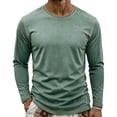 thumbnail image 2 of Smsaxvxz Mens Shirts Soft Comfort Crew Neck Long Sleeve Color Patchwork T-Shirts Casual Lightweight Fall Tops Green 3XL, 2 of 8