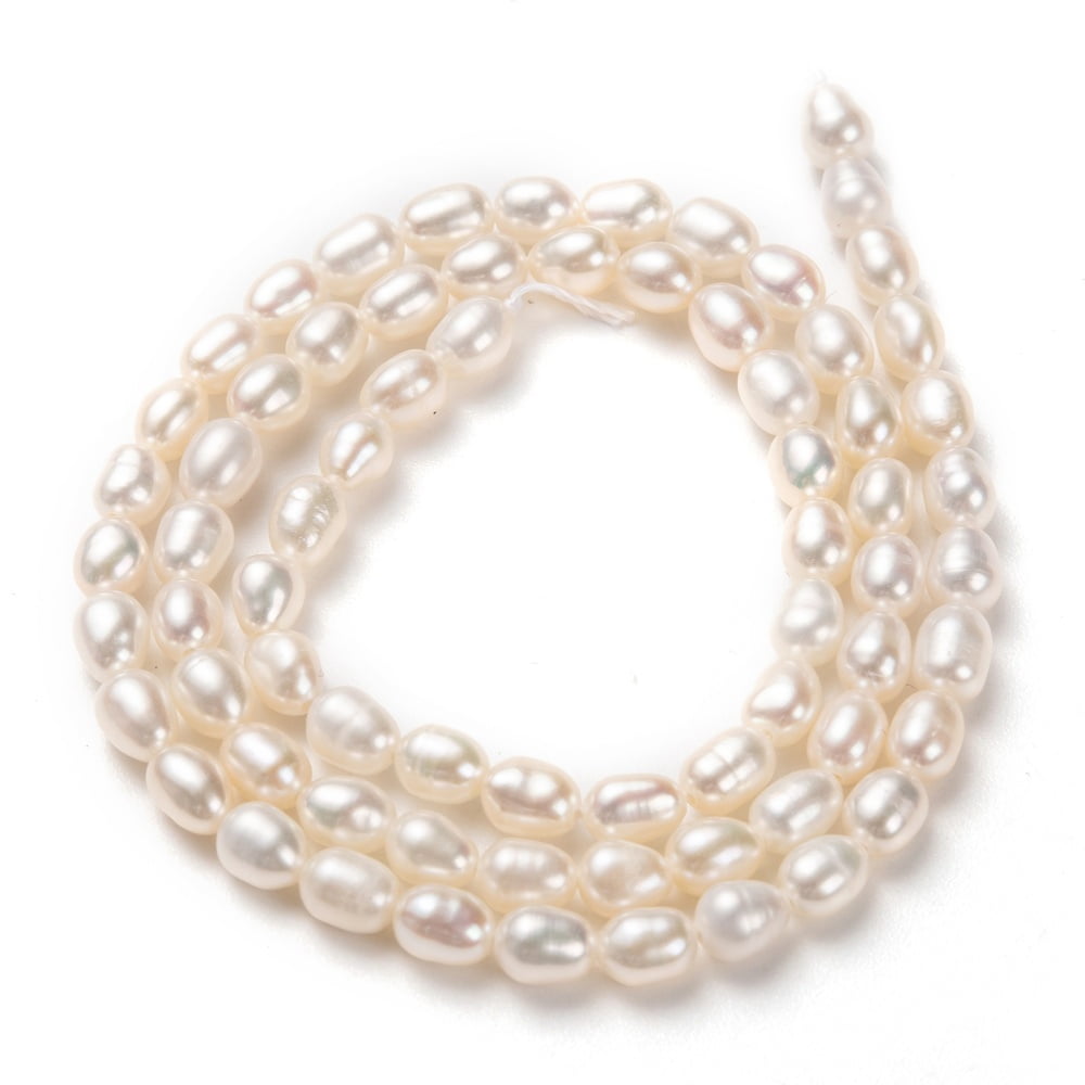 Grade AAA Natural Cultured Freshwater Pearl Beads Strands Rice White 5x4mm Hole: 0.5mm about 70pcs/strand