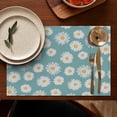 thumbnail image 5 of Teal Daisy Flower Golden Centers Pattern Summer Placemats Table Placemats Set Of 4-Linen Kitchen Washable Placemats Table Mats 11.8"x17.7" Non-Slip Heat Resistant, 5 of 6
