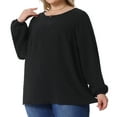 thumbnail image 2 of DARING DIVA Women's Plus Crewneck Chiffon Swiss Dots Shirts Top 2X Black, 2 of 6