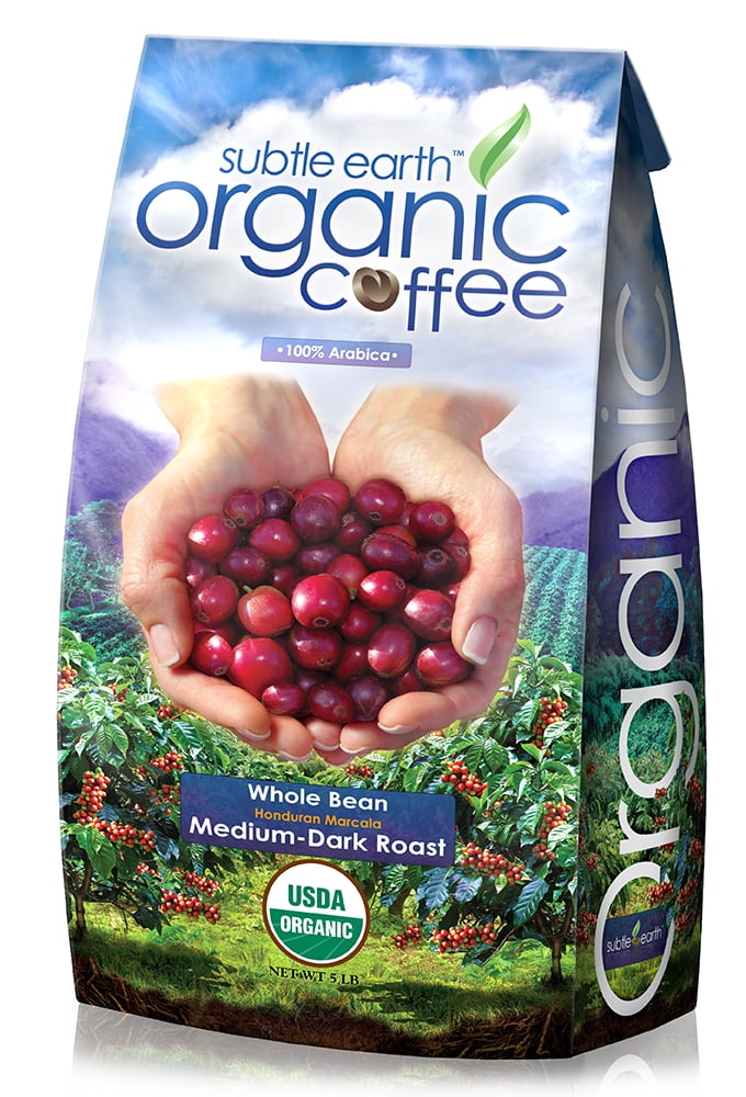 Subtle Earth Organic Medium-Dark Roast Whole Bean Coffee, 12 oz