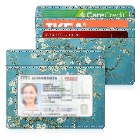 Tarjetero Fintie Slim, minimalista, de piel con bloqueo RFID