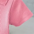 thumbnail image 6 of Ruyang Kids Girls Knit 2 Piece Set Short Sleeve Button Down Shirt + Drawstring Pants Toddler Cotton Loungewear Ribbed Knit Set, 6 of 9