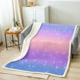 thumbnail image 2 of Blue and Purple Gradient Blanket Galaxy Throw Blanket Starry Sky Star Decor Fleece Blanket, Rainbow Gradient Fuzzy Blanket for Teens Universe Themed Sherpa Blanket 40鈥渪50", 2 of 6