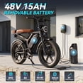 thumbnail image 3 of Electric Bike for Adults, Peak 1500W E Bicycles, E-Mountain Bike, 48V15AH Battery, 20"×4.0 Fat Off-Road Tires, UL2849, APP Control, 3 of 7