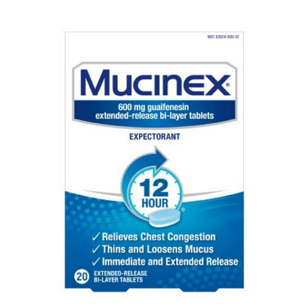 Mucinex 12-Hour Chest Congestion Expectorant Tablets, 20