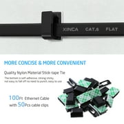 XINCA Cat6 Ethernet Cable 25ft Black Gigabit Flat Network Cable with 10pcs Cable Clips Snagless Rj45 Connectors for Computer/Modem/Router/X-Box Faster Than Cat5e/Cat5