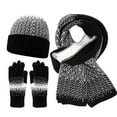 thumbnail image 2 of ZHOGXU Winter Beanie Hat Scarf Gloves Set For Women Thick Caps Long Scarf Touchscreen Gloves Color Block Knitted Warm Comfortable Outfits 3 Pack For Daily Wear Black One Size, 2 of 3
