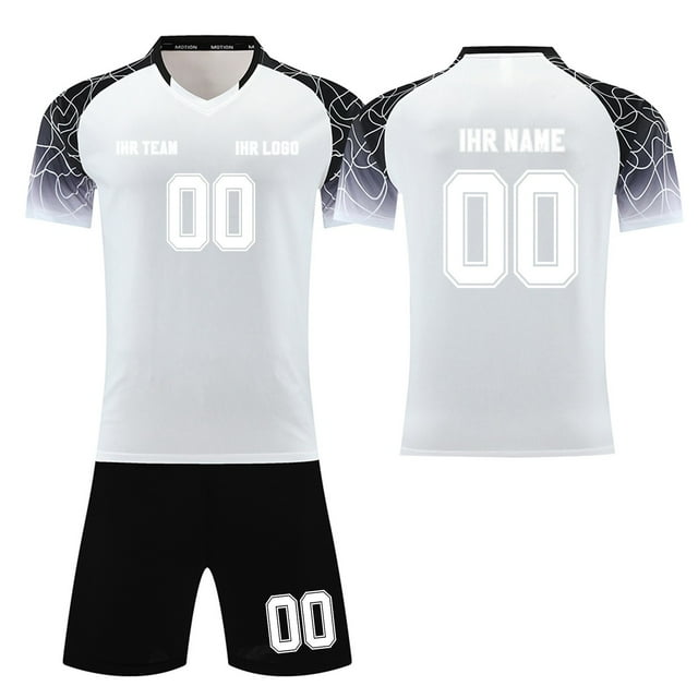 Custom Football Kit Set for Adult and Child, Name Number Team Logo DIY Family Match Personalized Jersey Shirt Shorts Set, Dad and Son Matching Outfits White XXXXS