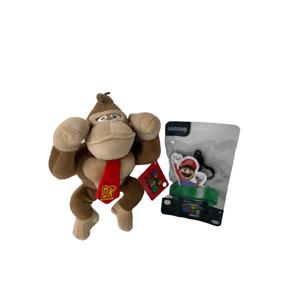 Super Mario All Star Collection DONKEY KONG Stuffed Plush, 11" TALL & Keychain