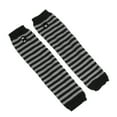thumbnail image 1 of Zhuge Guantes largos sin dedos a rayas para mujer, calentadores de brazos tejidos de invierno para punk rock, cosplay, gótico y fiestas navideñas, color negro y gris, 1 of 4