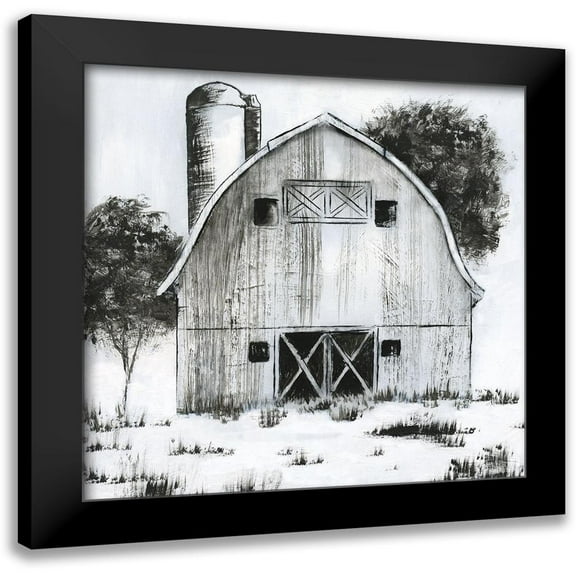 Nan 12x12 Black Modern Framed Museum Art Print Titled - Black and White Barn I
