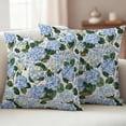 thumbnail image 3 of 2 Pack Outdoor Waterproof Throw Pillows, Blue Flower Hydrangea Green Leaf Decorative Square Pillow Case Patio Pillows for Chair Couch Sofa 16x16in, 3 of 9