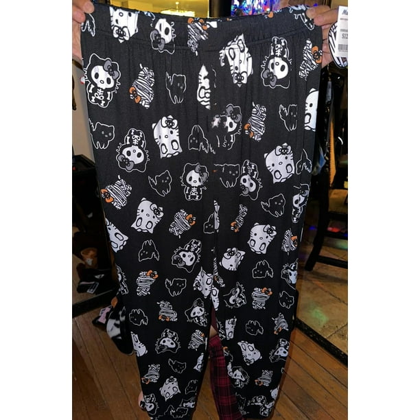 Sanrio Hello Kitty Pajamas Pants Happy Halloween Flannel Women Warm Woolen  Whitecartoon Casual Home Pants Autumn Grils Trousers 