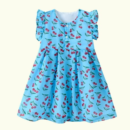 

Summer Savings Clearance! Edvintorg 12Months-5Years Dress For Kids Girl Fashion Cute Sleeveless Sweet Cartoon Print Ruffle Beach Dress Children s Dresses