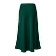 thumbnail image 5 of TTUHYWXI Women's Summer Midi Satin Skirt Dressy Casual High Waisted A Line Flowy Ruffle Elegant Party Skirts (Dark Green, S), 5 of 5