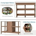 thumbnail image 4 of Farmhouse Wooden Outdoor Patio Workstation, Wooden Potting Bench Table, Garden Workstation with 2 Drawers, Cabinet, and 4 Open Shelves for Backyard, Mudroom (Brown), 4 of 9