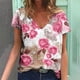 thumbnail image 2 of Blusa estampada de verano para mujer, camisetas casuales de manga corta con cuello en V, camisetas Pompotops  hkajfhjk472449, 2 of 5