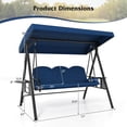 thumbnail image 3 of Costway 3-Seat Patio Swing Chair with Adjustable Canopy Thickened Cushions Pillow Navy, 3 of 10