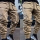 thumbnail image 4 of Pantalones largos para hombre, de color liso, tridimensionales, deportivos, multibolsillos, lavados, rectos, reflectantes, ligeros, cargo, para exteriores, informales, de poliéster., 4 of 4