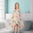 thumbnail image 6 of Beige Princess Watercolor Dress Pattern Hooded Bath Towel，50"x30" for Ages 3 To 12 Kids, Quick Dry Lightweight Soft Microfiber Hood Beach Towel Cover Up for Kids, 6 of 7