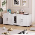 thumbnail image 2 of AKDSteel Cat Litter Box Enclosure with Double Cage Double Litter Box Enclosure Hidden Litter Box Enclosures Furniture Wooden Cat Washroom Furniture with Barn Door Fit Most of Litter Box, 2 of 5
