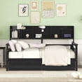 thumbnail image 2 of Elegant Design Daybed with Bedside Shelves and Two Drawers, Pine Wood Day Bed with Maximized space for Office/Living Room/Bedroom, Sturdy Slats Support Wooden Sofa Bed, 2 of 9