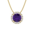 thumbnail image 3 of 1.24 ct Brilliant Round Cut Halo Natural Amethyst 14k Yellow Solid Gold Everyday Affordable Designer Necklace Pendant with 18" Chain, 3 of 6