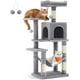 thumbnail image 2 of Feandrea Rascador para gato Árbol para Gatos, Torre de Gatos, Altura 112 cm, 4 Postes, 2 Plataformas, 1 Cueva, 1 Hamaca, 2 Pompones, Gris Claro, 2 of 6