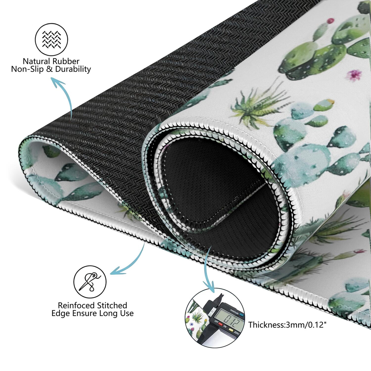 Square Plants Mahjong Mat 31.5 Inches Constructed from Durable Rubber with Anti-Slip Properties and Noise Dampening Technology for Multi-Functional Table Top