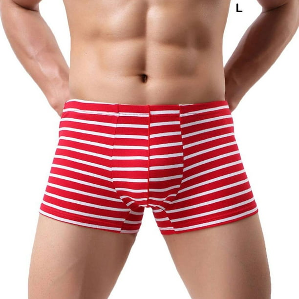 Men Stripe Four Angle Underwear Pure Cotton Four Angle Underwear Pure Sweat  Absorption Box Panties Male Striped Underpants 