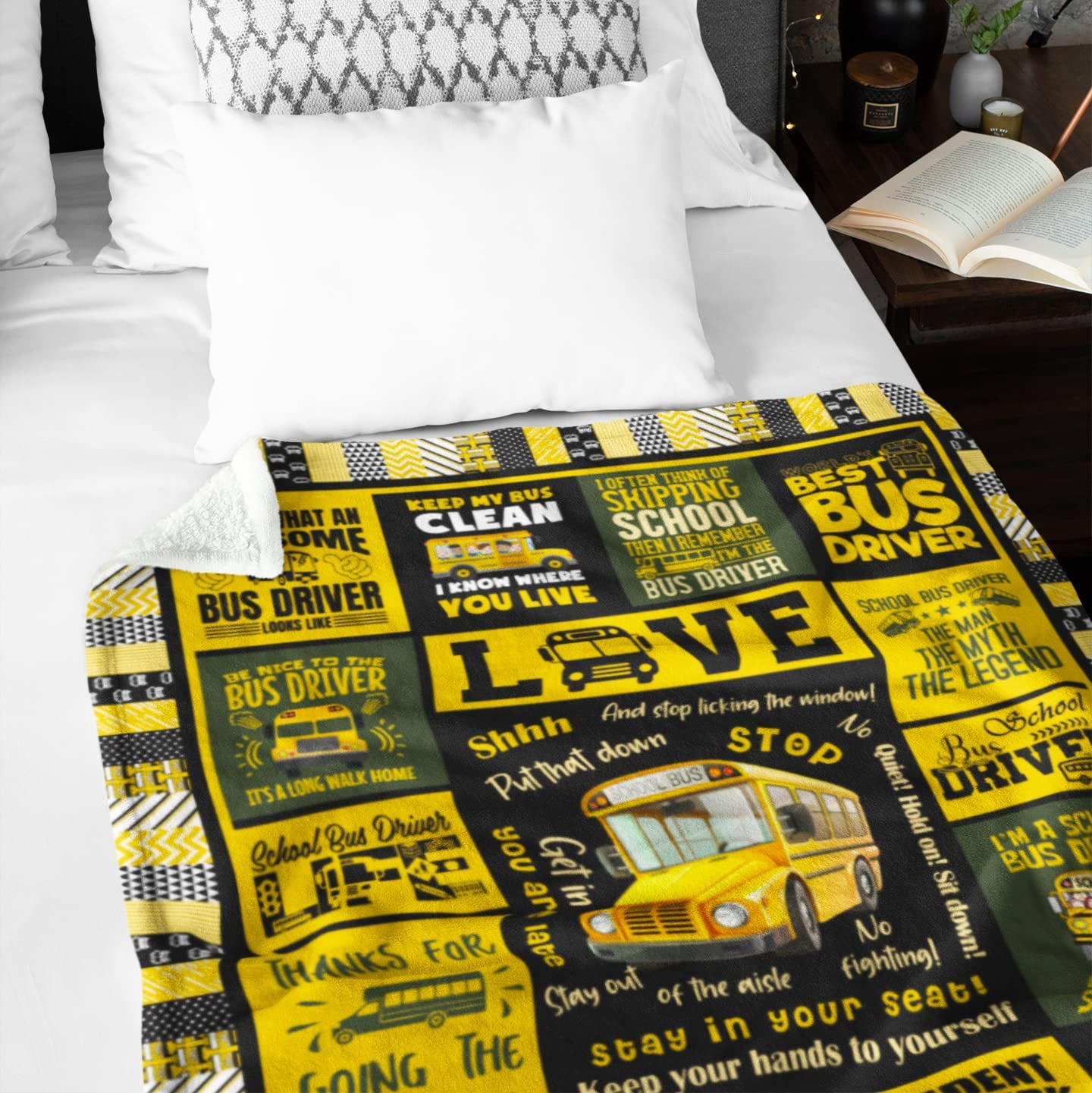 Bus Driver Appreciation Gifts Blanket 60"x50" - School Bus Driver Gifts Throw Blanket - Birthday Graduation Gifts for Bus Drivers Blankets - Back to School End of Term Gifts for Bus Driver
