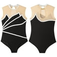 thumbnail image 6 of Yartina Kids Girls Sleeveless Ballet Dance Leotard Sheer Mesh Splice Gymnastics Outfit Dancewear Silver 4, 6 of 7