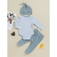 thumbnail image 4 of Suealasg Baby Boys Girls Fall Outfits 3M 6M 9M 12M 18M Newborn Long Sleeve Crew Neck Striped Romper Long Pants 2PCS Casual Autumn Set Clothes for Toddler Boys Girls, 4 of 9