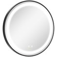 thumbnail image 1 of kleankin 24-Inch Round LED Bathroom Mirror Dimmable Lighted Anti Fog Black, 1 of 10