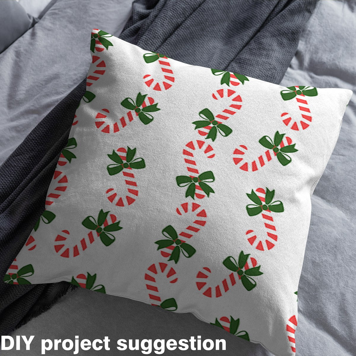 Castle Fairy Teenagers Bowknot Candy Canes Fabric by the Yard 2 Yards,Festival Xmas Room Decor Fabric by the Yard,Merry Christmas Sewing Fabric,Lightweight Room Decor